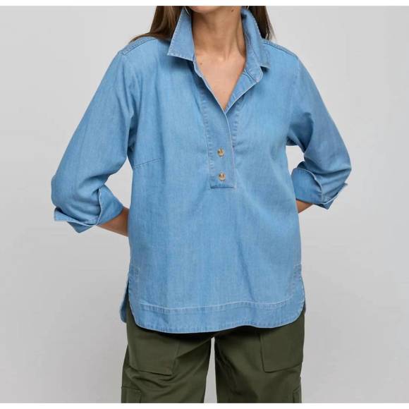 Hinson Wu Aileen 3/4 Sleeve Awning Stripe Top main image 1